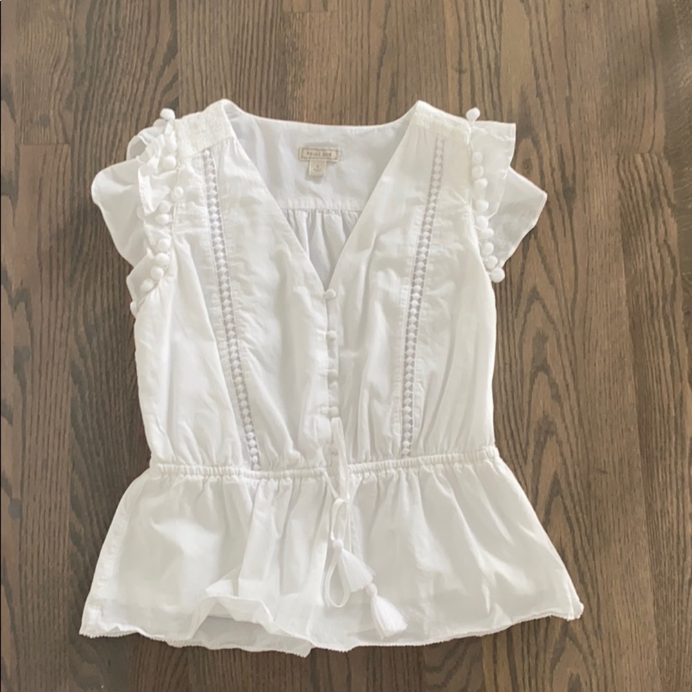 J. Crew Point Sur White Sleeveless Blouse Size S